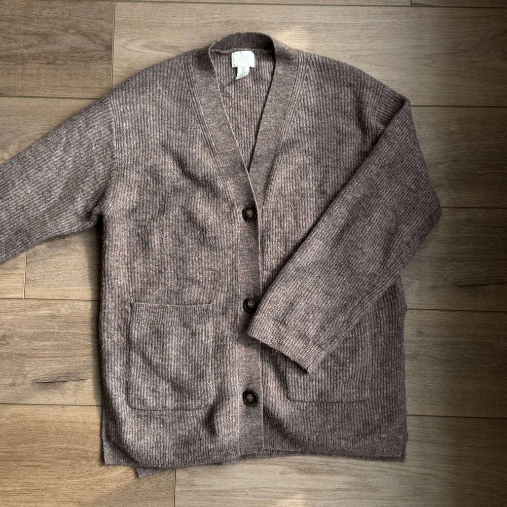 Brown button up cardigan sweater